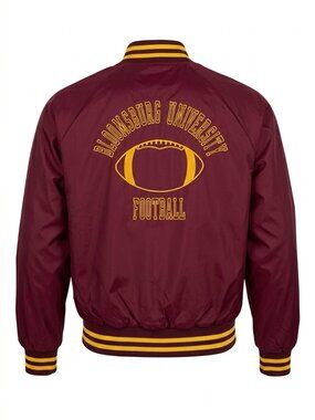 Vintage 80s ChalkLine Bloomsburg University Huskies Football Satin Bomber Jacket